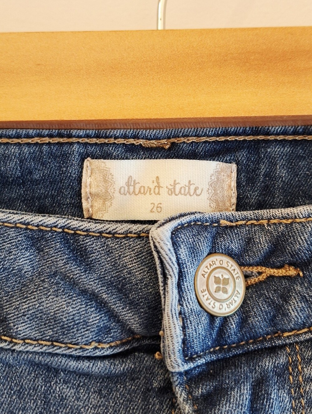 Altar'd State Light Wash High Waisted Distressed Jeans - Size 26 - Picture 3 of 6